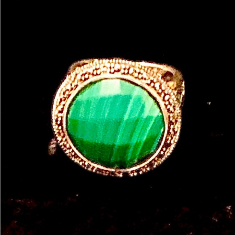 Green And Silver Malachite Statement Ring - image 6